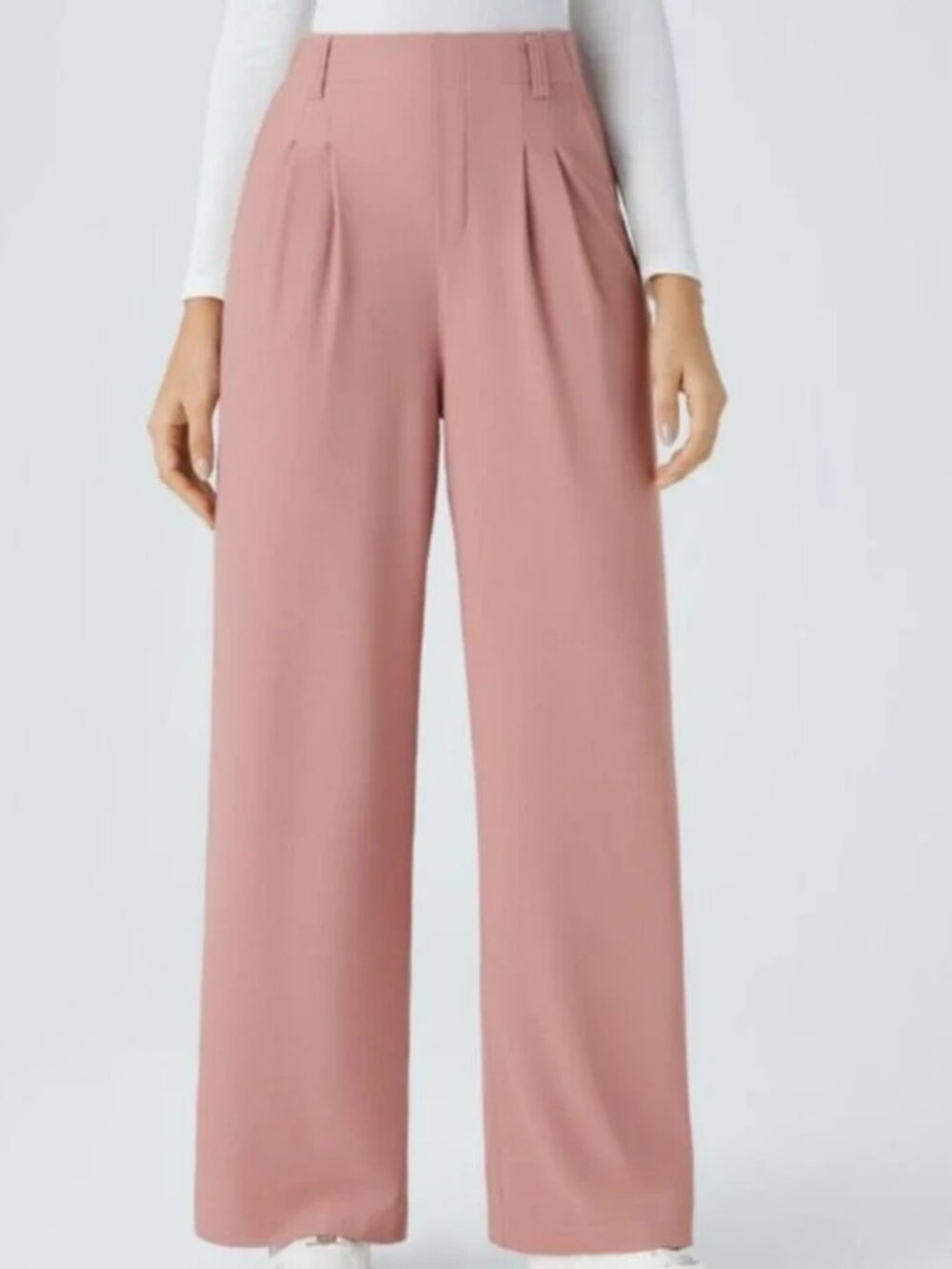 Halara Flex Tan High Waisted Wide Leg Micro Waffle Work Pocket Pants PINK LARGE